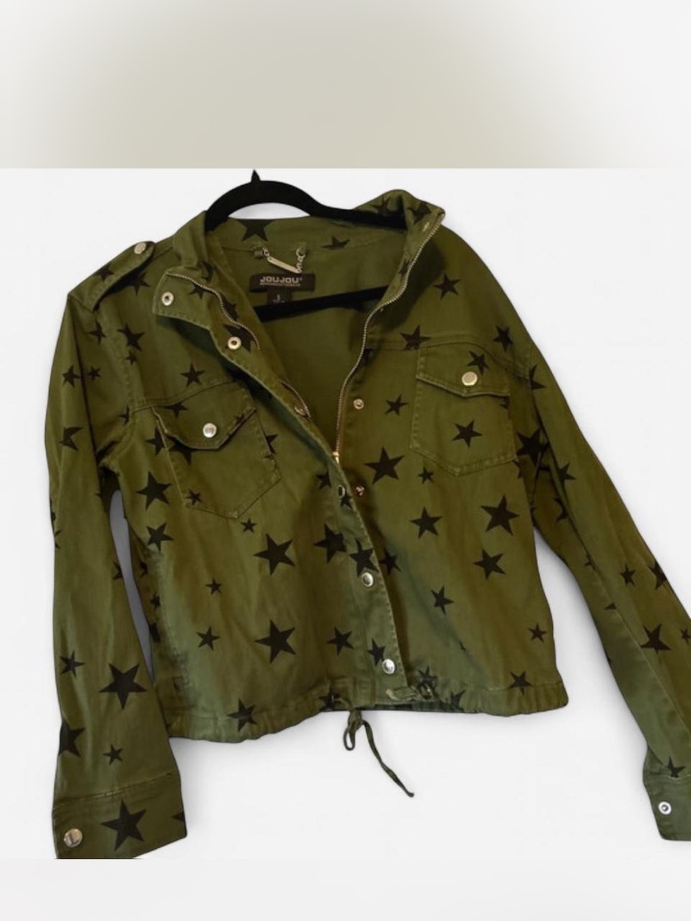 Jou Jou Olive Green Star-Print Utility Jacket